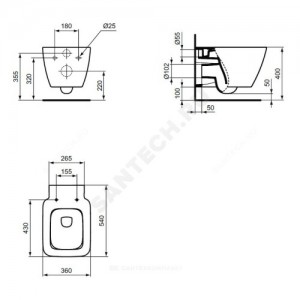 Унитаз подвесной STRADA II AquaBlade дюропласт Soft close Ideal Standard T359601