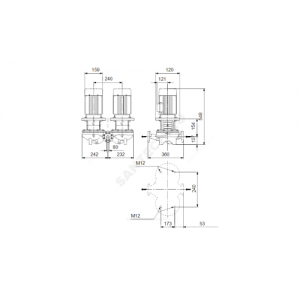 Насос ин-лайн с сухим ротором TPD 80-60/4 A-F-A-BQQE PN10 сдвоенный 3х220-240/380-415В/50 Гц Grundfos 98958032