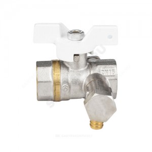 Кран шаровой латунь со спускником 1113 Standard никель Ду 15 Ру40 ВР G1/2" бабочка полнопроходной Aquasfera 1113-01