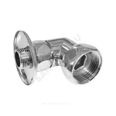 Соединитель для полотенцесушителя латунь Ду 15х20 (1/2"х3/4") НР/нак/гайка угловой хром 0003-14 Китай