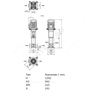 Насос многоступенчатый вертикальный HELIX V 1609-2/25/V/KS/400-50 PN25 3х400В/50 Гц Wilo 4150668