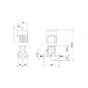 Насос ин-лайн с сухим ротором TP 25-50/2-A-O-I-BQBE PN10 1х220-240В/50 Гц Grundfos 99221958