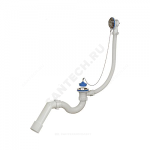 Слив-перелив для ванны трубный с пробкой на цепочке 1 1/2"x40 с переходной трубкой 45гр. 40/50 выпуск с нержавеющей решёткой D=70мм Орио А-40087