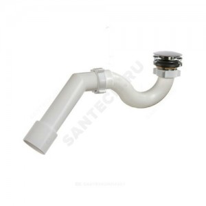 Сифон для поддона трубный 1 1/2"x40 с переходной трубкой 45гр. 40/50 слив клапан "клик-клак" (грибок), пробка D=70мм Орио А-20587