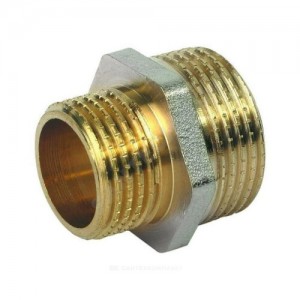 Ниппель латунь никель переходной Ду 10х15 (3/8"х1/2") НР Китай