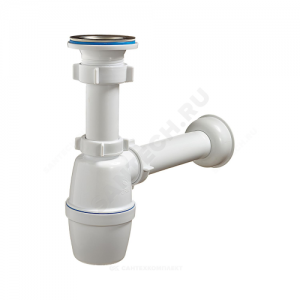 Сифон для кухонной мойки бутылочный 1 1/2"x40 с прямой трубкой 40мм выпуск с нержавеющей решёткой D=70мм Орио В-40019