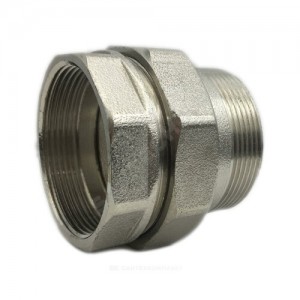 Соединитель латунь никель американка Ду 32 (1 1/4") прямой ВР/НР Китай