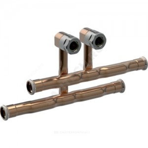 Крестовина медь для подключения к радиатору с резьбовым соединением с цанговым кольцом под евроконус Дн 15х15 пресс Mapress Geberit 24055