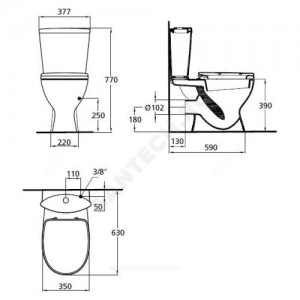 Унитаз-компакт Океан Джуниор белый нижний подвод горизонт/выпуск 2/реж дюропласт Ideal Standard W904401