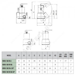 Насос дренажный NOVA 180 M-A SV DAB 60180601H