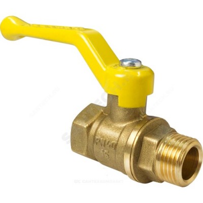 Кран шаровой латунь газ 11Б27фтМ Ду 15 Ру40 ВР/НР полнопроходной рычаг VALFEX VF.272.LR3.012