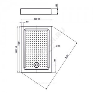 Поддон акрил прямоугольный Nova Square 1200х800х150 с противоскользящим покрытием Мирсант УТ000040701