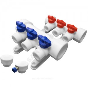 Группа PP-R коллекторная белая Дн 32х20 на 3 выхода с кранами VALFEX 101143203