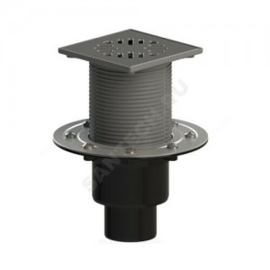 Трап регулируемый с механическим "сухим" затвором Дн 50/75/110 с нержавеющей решёткой 150х150мм вертикальный выпуск Татполимер ТП-310.1Ms