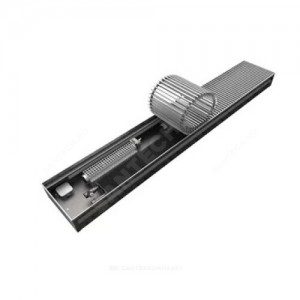 Конвектор внутрипольный Бриз В рулонная решетка (втулки черные) анодированный алюминий с рамкой F - образный профиль 220В подключение - справа КЗТО 300x120x1300 5 Ал 12