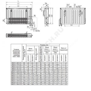 Конвектор настенный концевой "Универсал" МКСК 15 К (А08) (малой глубины) 0.479кВт двухтр с т/клапаном (угл) Danfoss 013G4203 ниж/п резьба прав Сантехпром 6002888