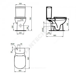 Бачок для унитаза TEMPO белый нижний подвод 2/реж Ideal Standard T427301.
