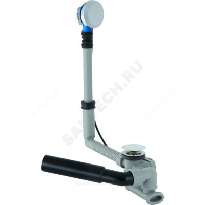 Слив-перелив для ванны плоский полуавтоматический (тросик) с переходной трубкой 45гр. 40/50 слив клапан с пробкой Geberit 150.520.21.1