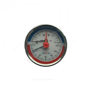Термоманометр осевой Дк63 16 бар L=46мм с переходником на G1/2" G1/4" 160С ЭКОМЕРА
