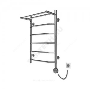 Полотенцесушитель электрический нерж сталь Лесенка с полочкой 500х1000мм 5П ТЭН справа Вектра Элит-Металл Э-12-09
