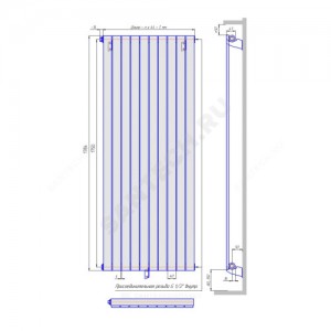 Радиатор трубчатый Соло В 1-1750 4 секции с нижней подводкой лев ВР G 1/2" RAL1Т183S9005 КЗТО
