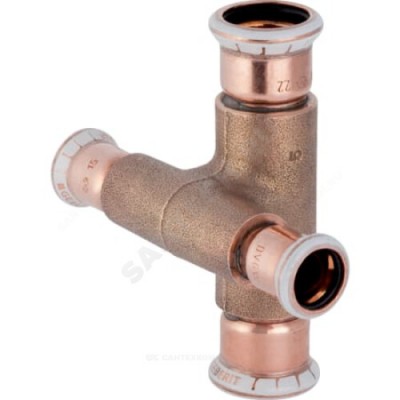 Крестовина медь с уступом Дн 22х15 пресс Mapress Geberit 61506