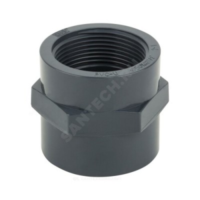 Муфта ПВХ серая под клеевое соед Дн 110х4" Ру10 ВР напорная Aquaviva