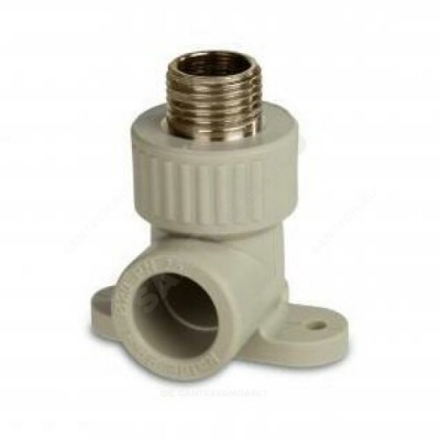 Угольник PP-R комбинированный серый НР Дн 20х3/4" с креплением RTP (РосТурПласт) 15920