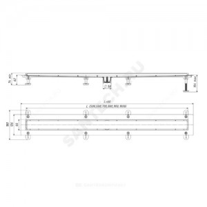 Лоток душевой с "сухим" затвором ТП-50 Дн 50 с нержавеющей решеткой 1000х66 вертикальный выпуск Татполимер 101200273