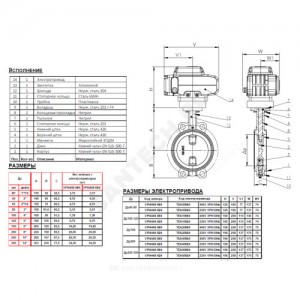 Затвор дисковый поворотный чугун VPI4448R-N24EP Ду 100 Ру16 межфл с эл/приводом 230В диск чугун манжета EPDM Tecofi VPI4448R-N24EP0100