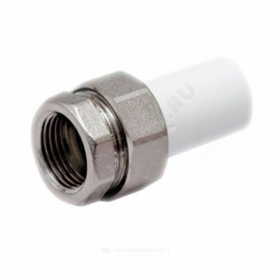 Муфта PP-R комбинированная разъемная белая наруж пайка/ВР Дн 50х1 1/2" RTP (РосТурПласт) 14285