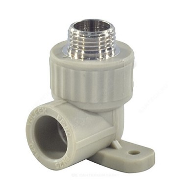 Угольник PP-R комбинированный серый НР Дн 25х1/2" с креплением VALFEX 10121025Г