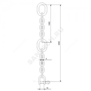 Цепь подъемная с карабином сталь нерж L=6 м Grundfos 98989668