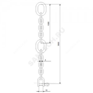 Цепь подъемная с карабином сталь нерж L=3 м Grundfos 98989664