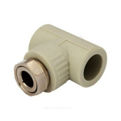 Тройник PP-R комбинированный серый с накидной гайкой Дн 25х3/4" RTP (РосТурПласт) 15837