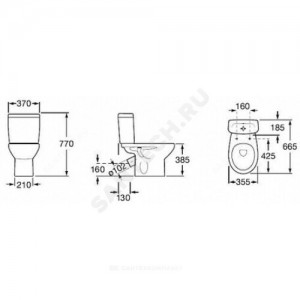 Унитаз-компакт Mitos нижний подвод косой выпуск 2/реж без сиденья Roca 34Q39A000