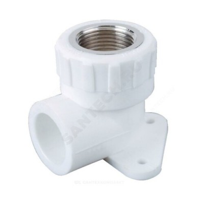 Угольник PP-R комбинированный белый ВР Дн 25х3/4" с креплением RTP (РосТурПласт) 15107