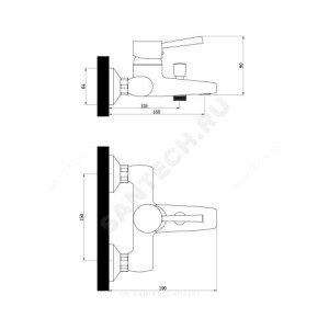 Смеситель для ванны с душем серия Город Д-серия одноручный Славен СЛ-ОД-Д30