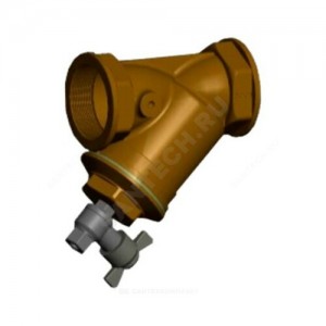 Фильтр сетчатый Y-образный бронза Ду 32 Ру16 Тмакс=120 oC G1 1/4" ВР F2142 со сливным краном Tecofi F2142-0032