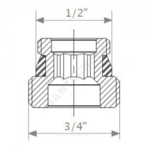 Переходник для узла нижнего подключения R483 1/2"x3/4" под плоское уплотнение Giacomini R483Y002