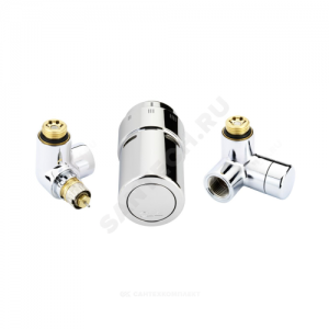 Комплект для бок/п радиатора термостатический RAX/RA-URX/RLV-X жид/нап Ду 15 Ру10 угловой трёхосевой клипс RTR (RA) 8-28oC лев хром глянцевый Danfoss 013G4004