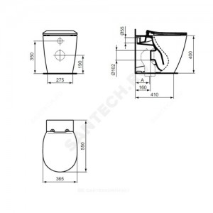 Унитаз без бачка CONNECT AquaBlade горизонт/выпуск без сиденья Ideal Standard E052401