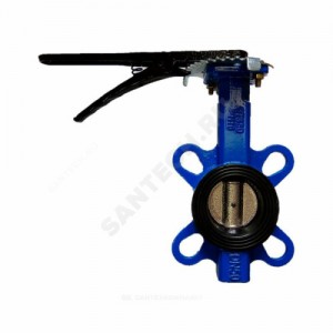 Затвор дисковый поворотный чугун Ду 100 Ру16 межфл с рукояткой диск чугун манжета EPDM Китай