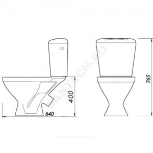 Унитаз-компакт Универсал (М) белый боковой подвод косой выпуск 1/реж Лобненский стройфарфор
