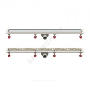 Лоток душевой с "сухим" затвором ТП-55.1 Дн 50 с решеткой под кладку плитки 1000х67 горизонтальный выпуск Татполимер 101200285