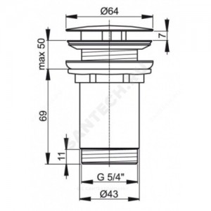 Клапан донный для умывальника латунь 1 1/4" хром Alca Plast A396