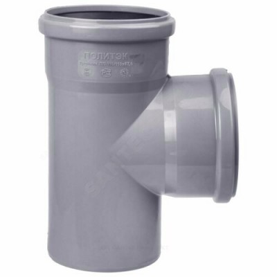 Тройник PP-H серый Дн 110х110х87гр б/нап в/к Политэк 201187