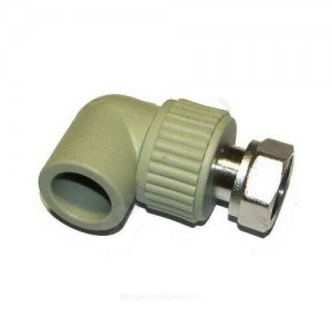 Угольник PP-R комбинированный серый с накидной гайкой Дн 20х3/4" RTP (РосТурПласт) 15830