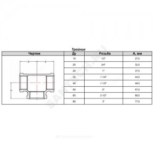 Тройник прямой чугун оц Ду 15 (1/2") ВР/ВР Fittex PLUS