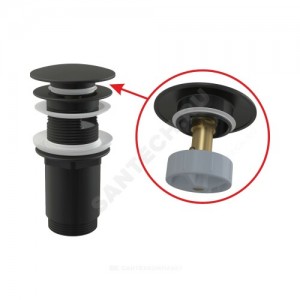 Клапан донный для умывальника латунь 1 1/4" с переливом, черный слив "клик-клак", пробка D=66мм Alca Plast A392BLACK